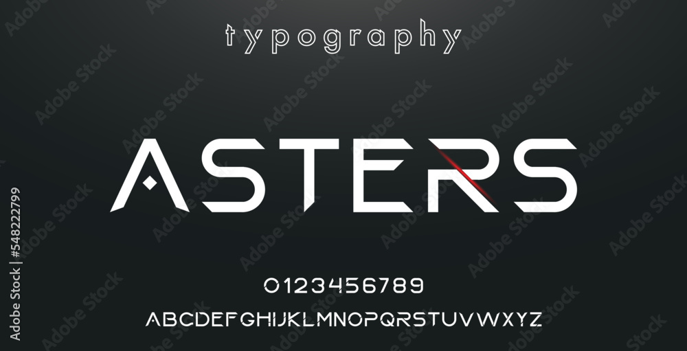 ASTERS Minimal urban font. Typography with dot regular and number. minimalist style fonts set. vector illustration