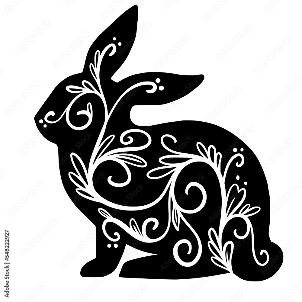 Obraz premium Easter bunny, bunny, Easter, Halloween, moth, animal, wild, doodle, line art, outline, rabbit, zentangle, vector, drawing, mammal, tattoo, art 