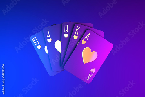 casino cards poker balckjack baccarat 3d render 3d rendering illustration 