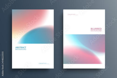 Graphic templates for brochures, posters and covers. Set of abstract backgrounds with soft gradient blurred circles. Vector illustration. © FineVector