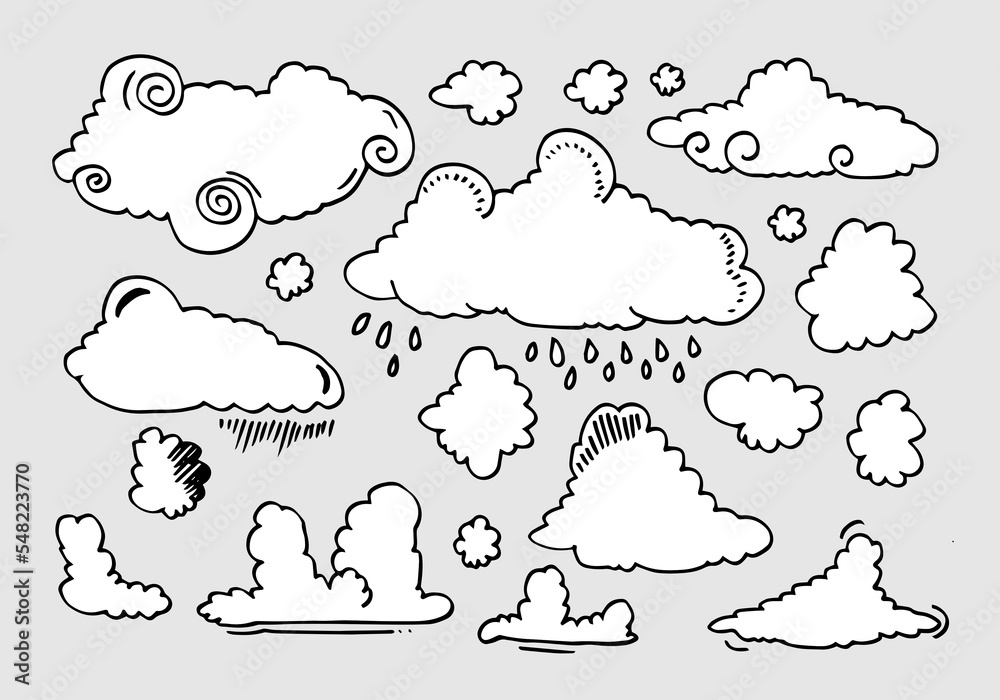 Fototapeta premium Hand drawn weather collection. Flat style vector illustration on gray background.