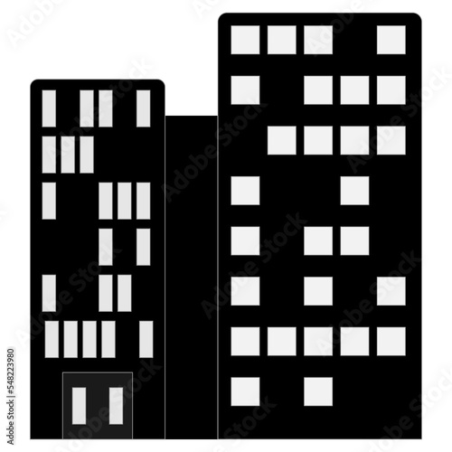 house multistory black on white background. Building, city. Vector illustration. stock image. 