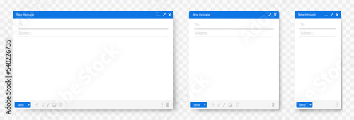 Set of email interface. Template of browser window illustration