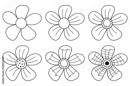 Abstract doodle sketch hand drawn flower. Coloring.