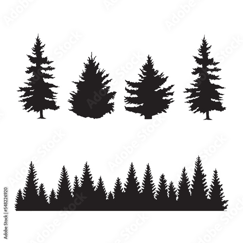 fir tree set isolated vector illustration.