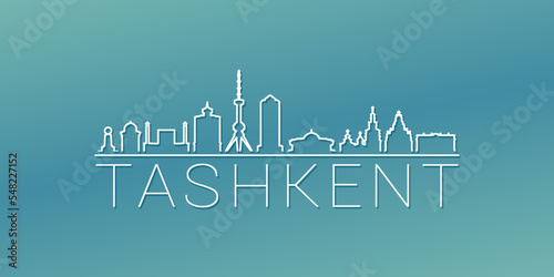 Tashkent  Uzbekistan Skyline Linear Design. Flat City Illustration Minimal Clip Art. Background Gradient Travel Vector Icon.
