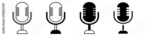 Microphone vector icon set. audio illustration sign collection. broadcast symbol on white background.