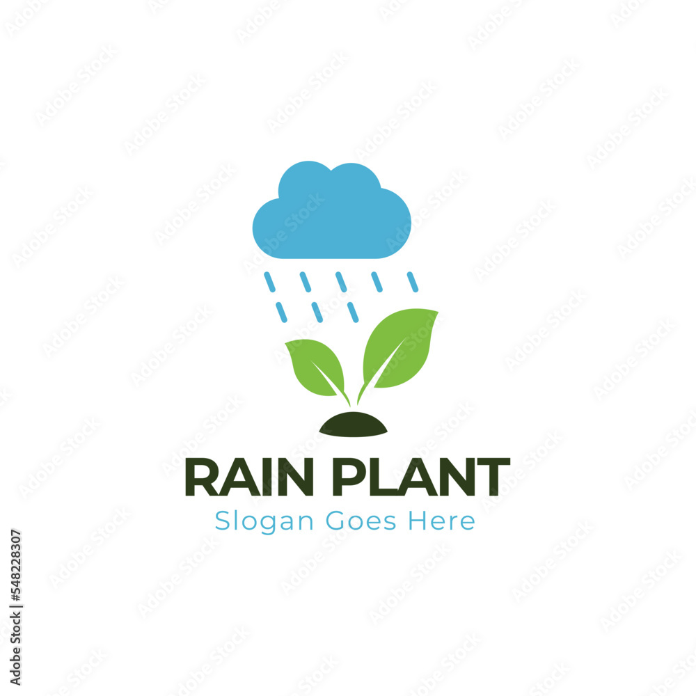 Rain and plant logo icon design Rain and plant logo icon design
