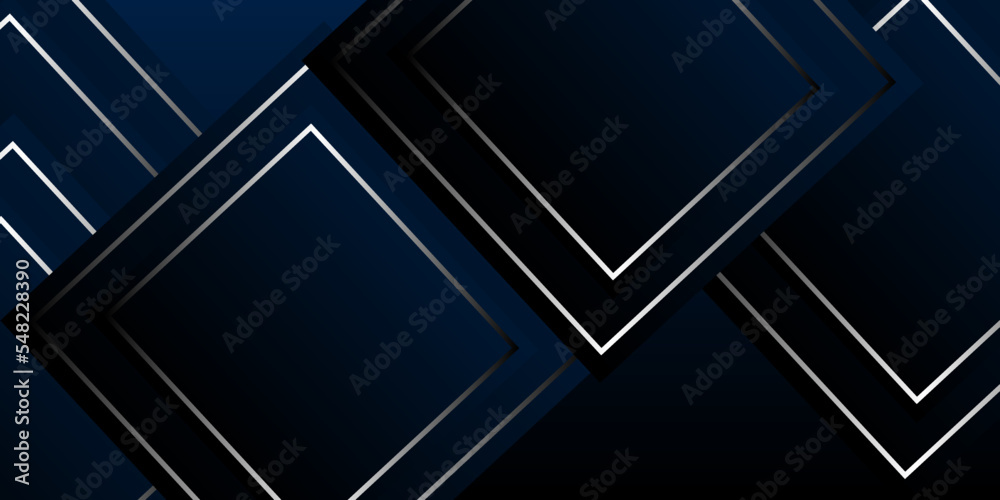 Abstract 3d geometric pattern luxury dark blue with gold shape background