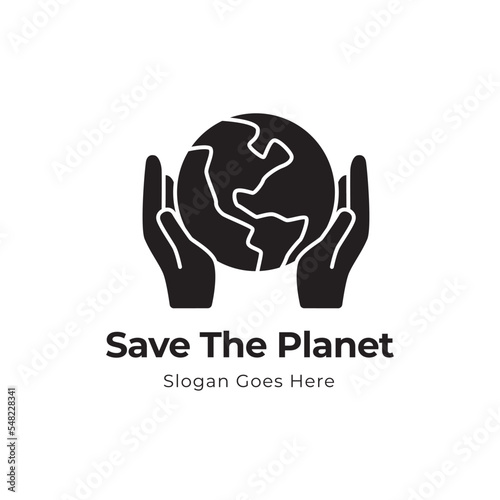save earth logo design template. save globe logo vector icon