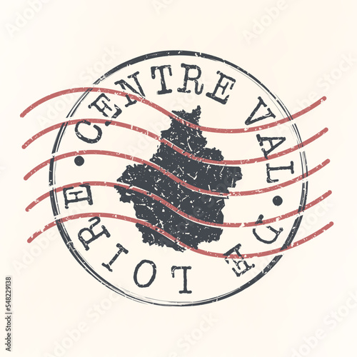 Centre Val de Loire, France Stamp Map Postal. Silhouette. Passport Round Design. Vector Icon. Design Retro Travel National Symbol.
