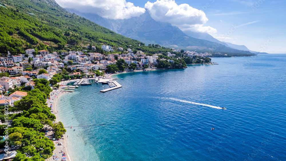 Beautiful beach near Brela town, Dalmatia, Croatia.Makarska riviera, famous landmark and travel touristic destination in Europe