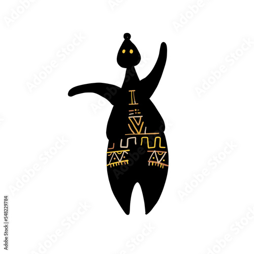 Rabbit isolated on white, black silhouette. Vintage ornament decor. Bunny - s...
