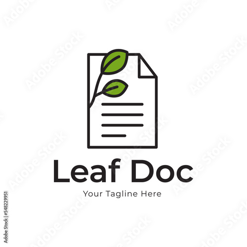 Leaf Document logo, Nature file logo icon design