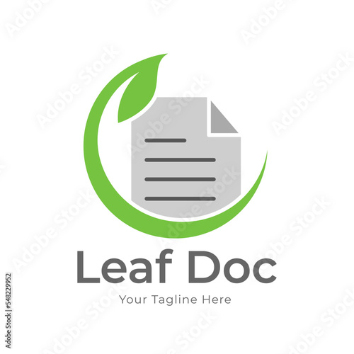 Leaf Document logo, Nature file logo icon design