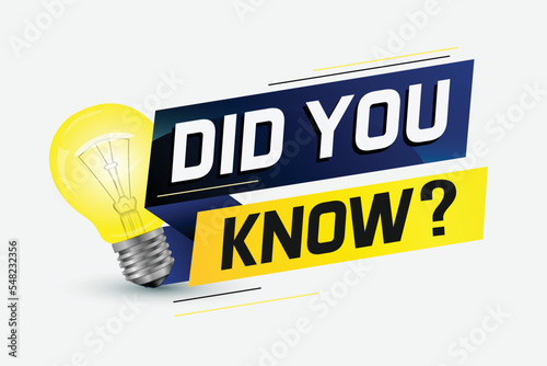 Did you know ? word concept vector illustration with Lamp and 3d style, landing page, template, ui, web, mobile app, poster, banner, flyer, background, gift card, coupon, label, wallpaper	
