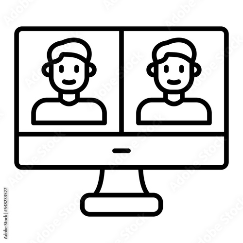 Video Call Line Icon