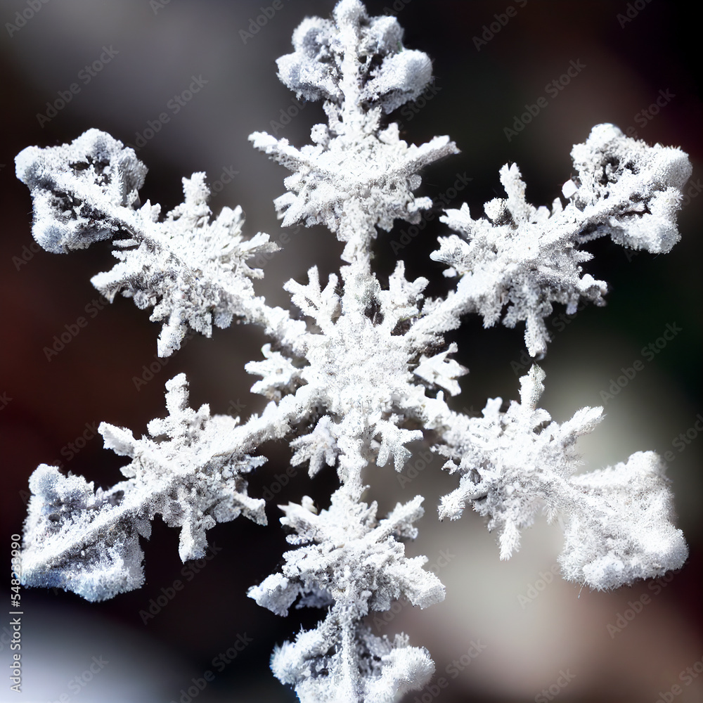 macro of frozen snow flake macro of frozen snow flake