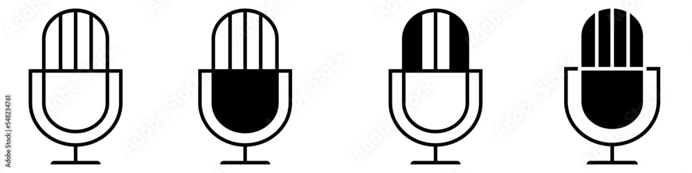 Microphone vector icon set. audio illustration sign collection. broadcast symbol on white background. Microphone vector icon set. audio illustration sign collection. broadcast symbol on white background.