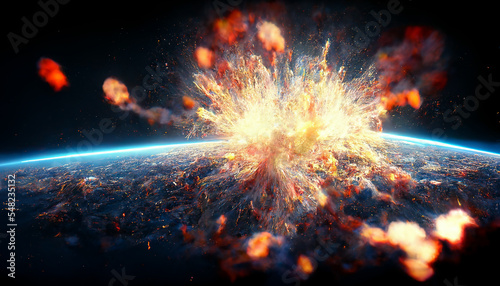 Wallpaper Mural Massive asteroid impact on Earth causing total destruction of civilization end of humanity Torontodigital.ca