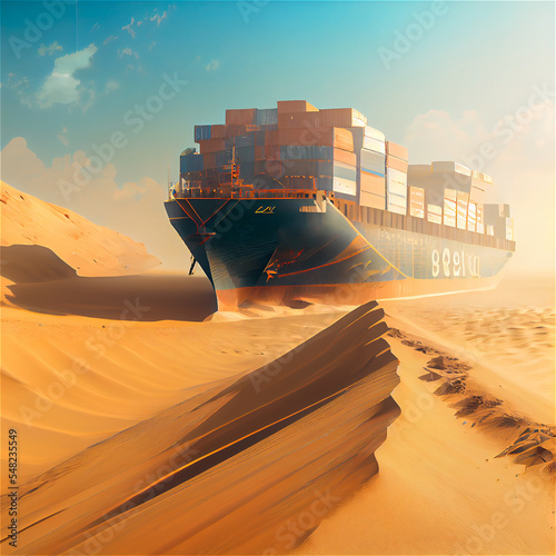 Cargo ship in the dessert