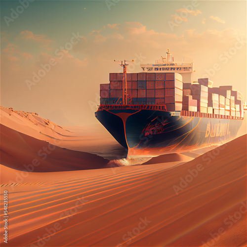 Cargo ship in the dessert