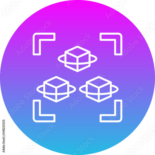 Cubes Gradient Circle Line Inverted Icon