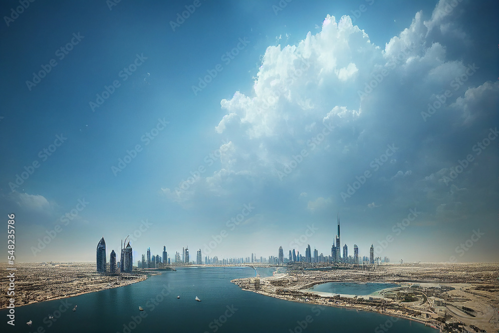 Obraz premium Modern city in the Middle East transforming the desert