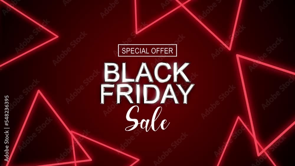 Animation Black Friday Sale with text and line neon background. 4K Vedio.