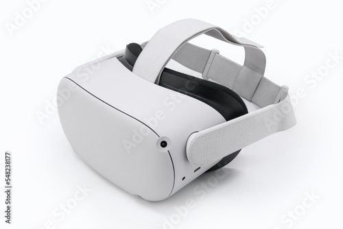 White Grey Virtual reality Headset isolated on white background