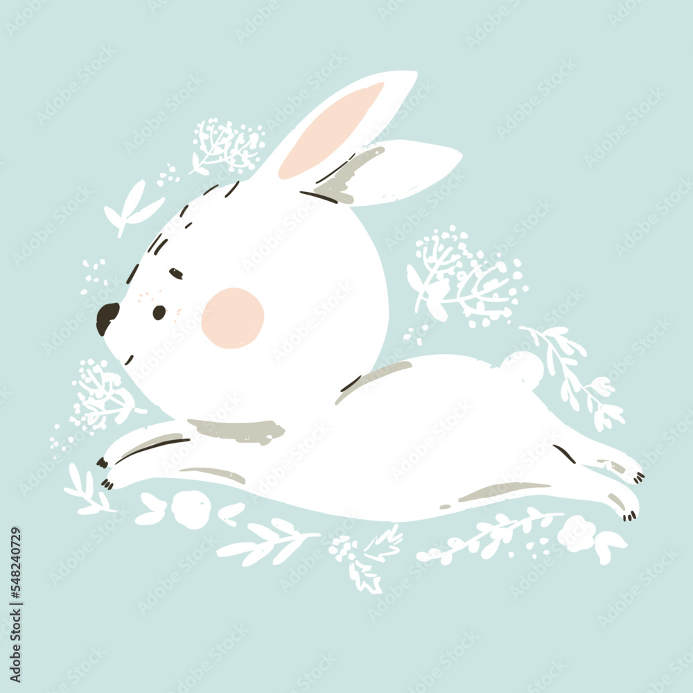 Obraz premium Floral baby rabbit