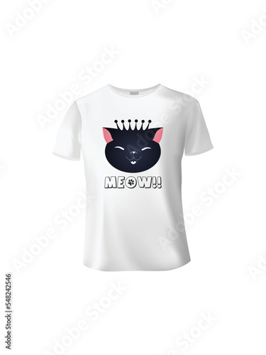 Cat artwork illustration with funny style, Meow t shirt design with cat crown