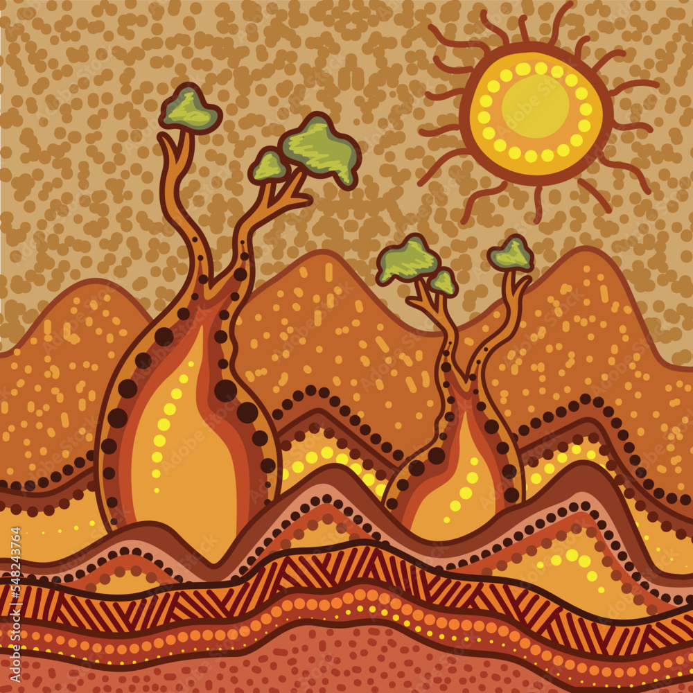 Nature Concept Painting With Aboriginal Artwork