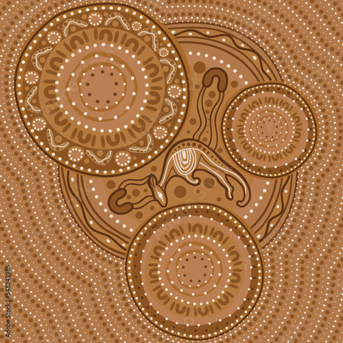 Brown aboriginal kangaroo dot painting