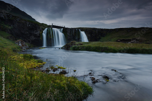 waterfall in the mountains  Iceland