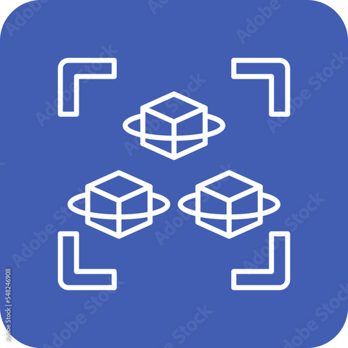 Cubes Multicolor Round Corner Line Inverted Icon
