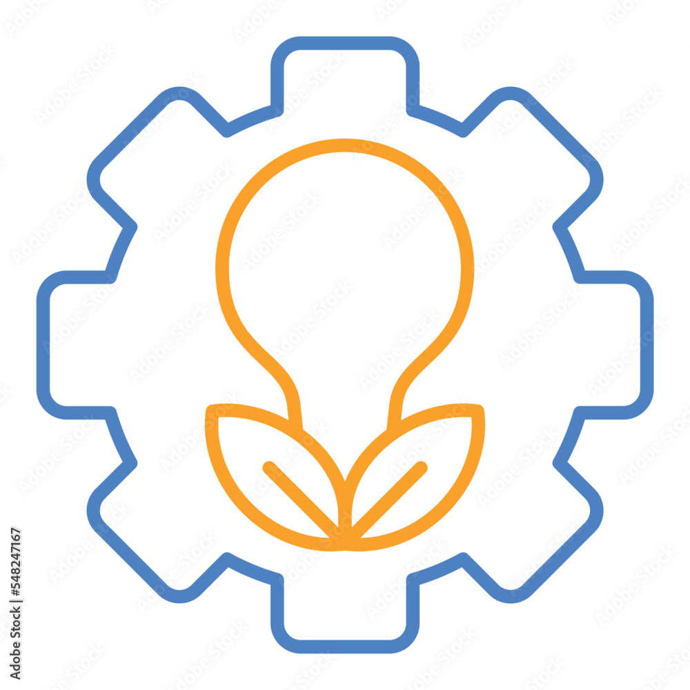 Green Technology Blue And Orange Line Icon Green Technology Blue And Orange Line Icon