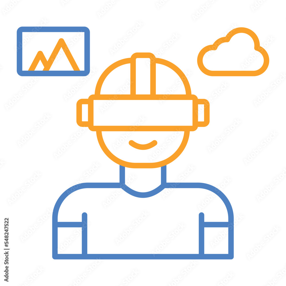 Virtual Reality Blue And Orange Line Icon Virtual Reality Blue And Orange Line Icon