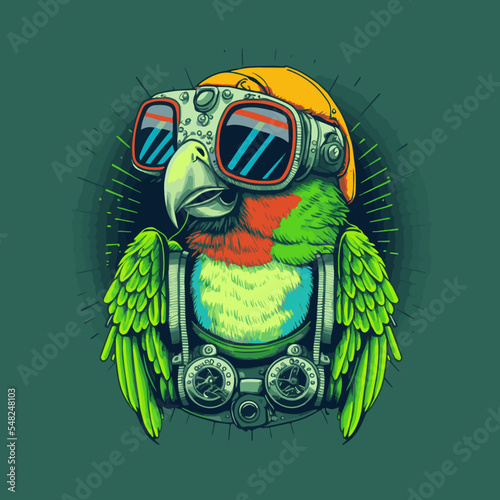 Cockatoo bird logo. Parrot Mascot illustration blue macaw bird Character Design