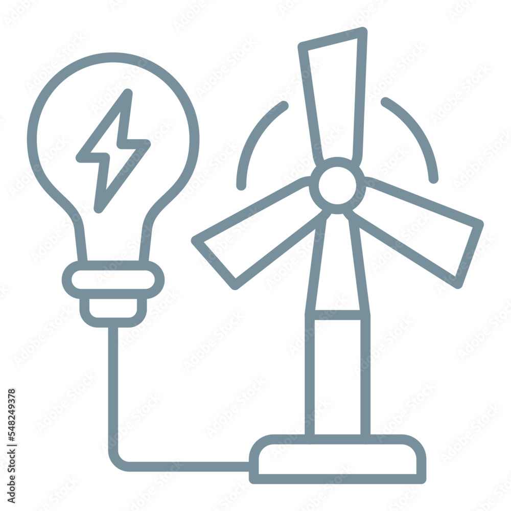 Wind Power Multicolor Line Icon Wind Power Multicolor Line Icon