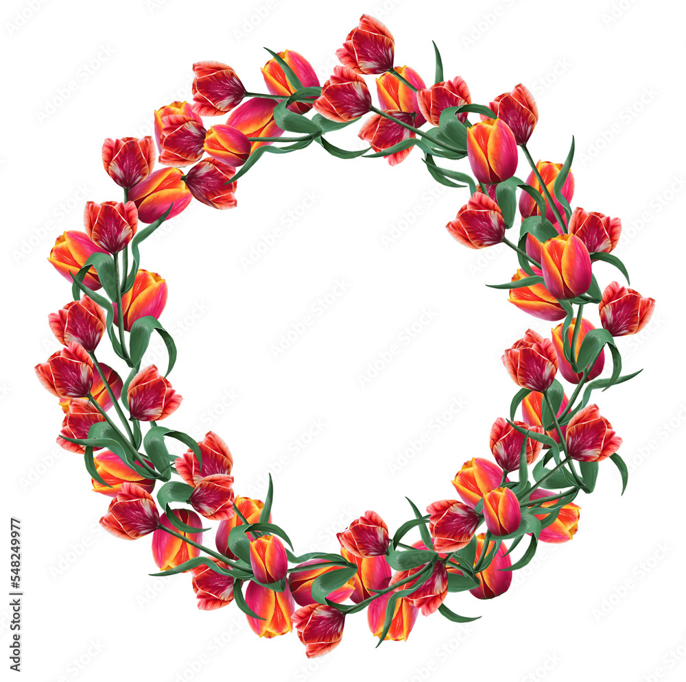 flower arrangement of red tulips and daffodils