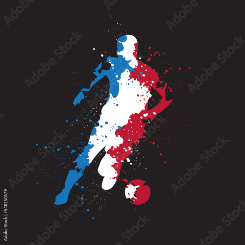 Footballeur-tâches-bleu blanc rouge