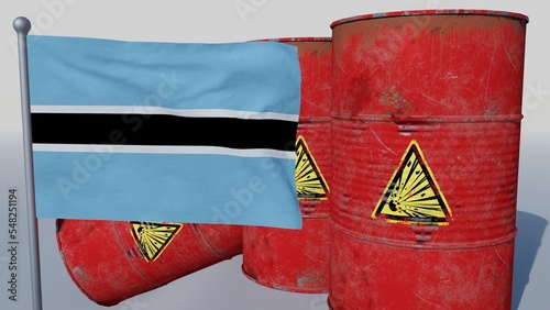 Coal on top of the flag of Botswana (3D render) photo