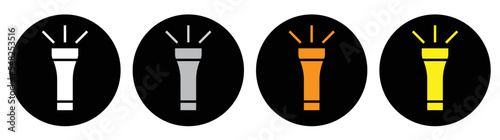 set icon flashlight symple on inside circle. style your sign or sympol app and web, vector illustration photo