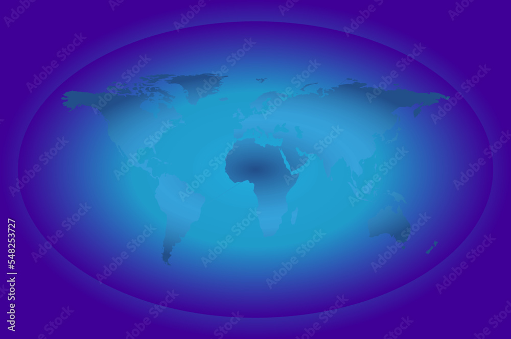 Map of the world and all continents in an elliptical frame Map of the world and all continents in an elliptical frame