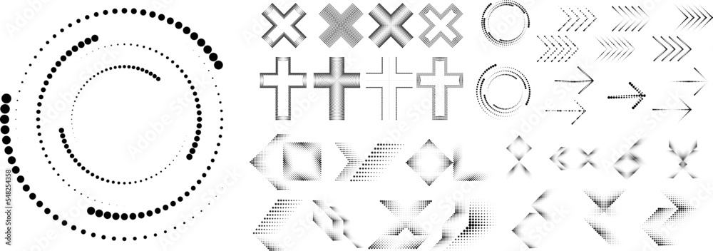 Linear halftone dots .Design elements for posters, social media, promotion, flyer, covers .Dotted elements .vector illustration Linear halftone dots .Design elements for posters, social media, promotion, flyer, covers .Dotted elements .vector illustration