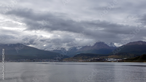 The snow capped Martial Mountains seen from the Beagle Channel, near Ushuaia, Argentina © Angela
