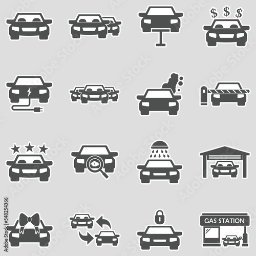 Car Icons. Sticker Design. Vector Illustration.