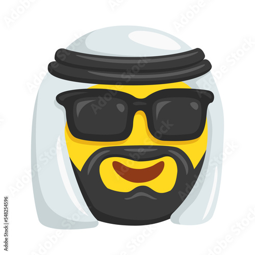 Sheikh Emoji Icon Illustration. Muslim Arab Man Vector Symbol Emoticon Design Doodle Vector.
