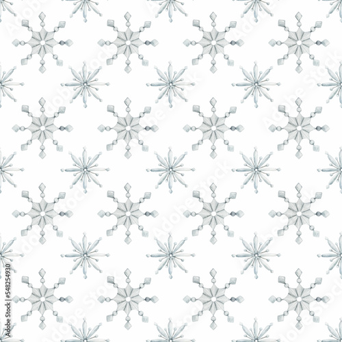 Seamless watercolor Christmas digital paper with snowflakes. Great for print  web  textile design  scrapbooking and other creative uses.